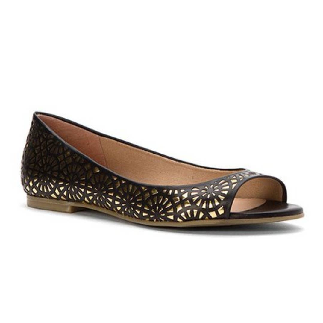 French Sole Black Napa Reform Leather Flat 8b